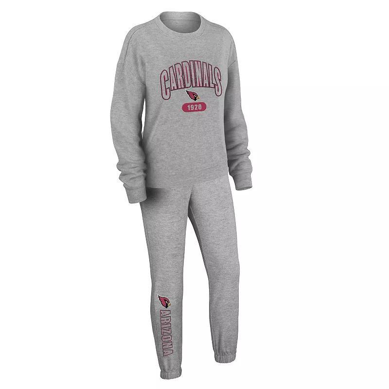 Womens WEAR by Erin Andrews Heather Gray Arizona Cardinals Knit Long Sleeve Tri-Blend T-Shirt & Pants Sleep Set Product Image