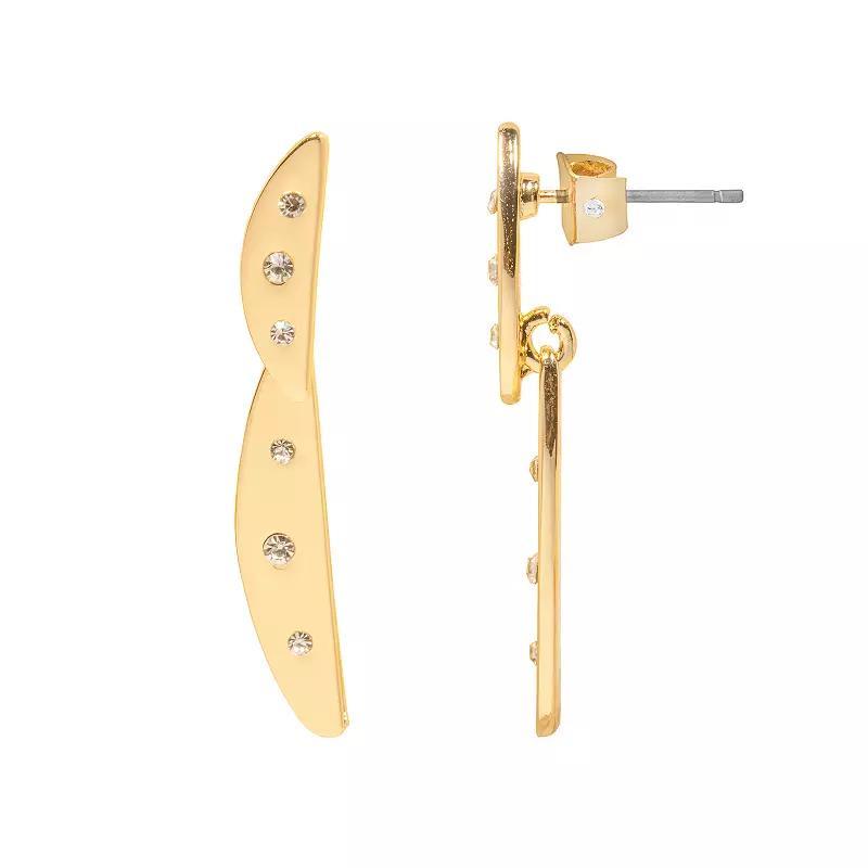 LC Lauren Conrad Gold Tone Crystal Linear Drop Earrings, Womens, Clear Product Image