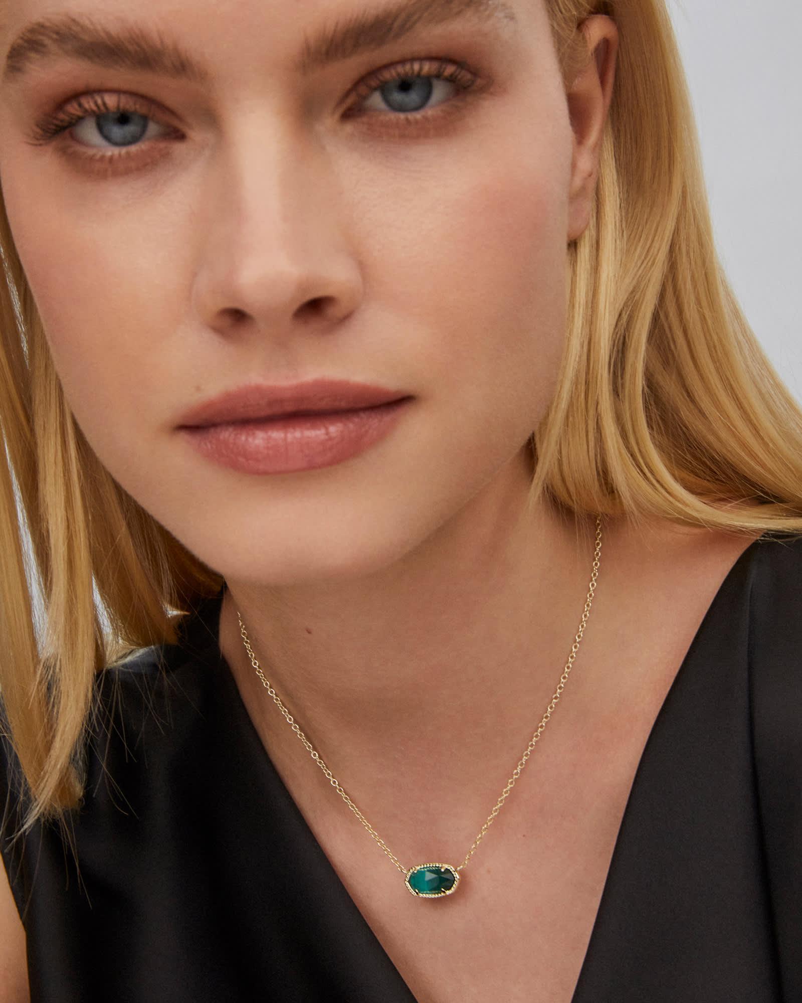 Elisa Gold Pendant Necklace in Emerald Cat’s Eye Product Image