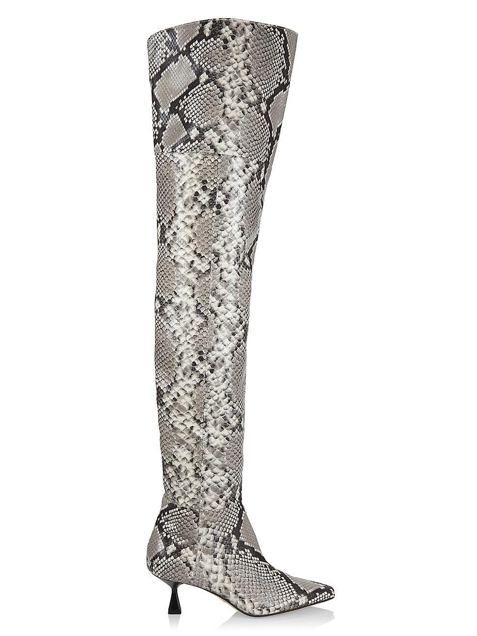 Womens Ronstadt Snake-Embossed Leather Over-The-Knee Boots product image