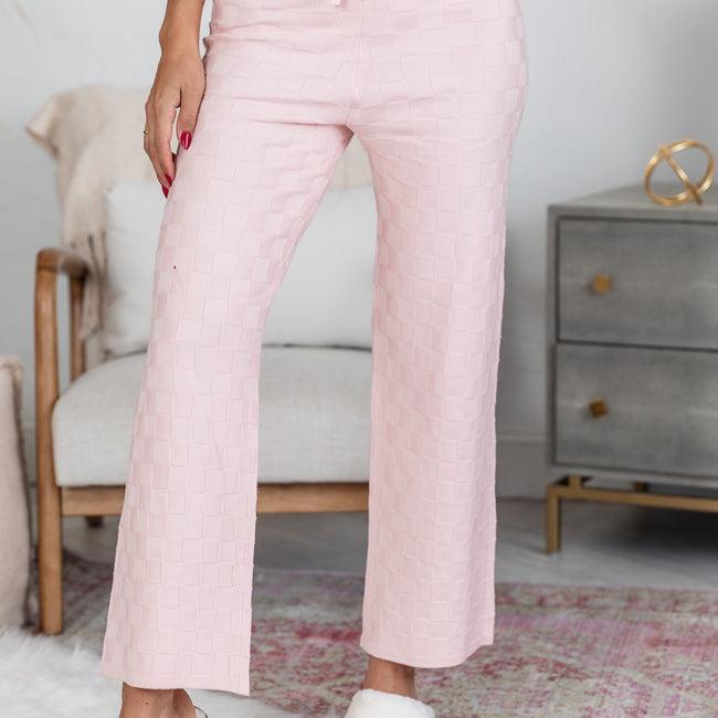 One Thing At A Time Pink Textured Checkered Lounge Pant FINAL SALE Product Image