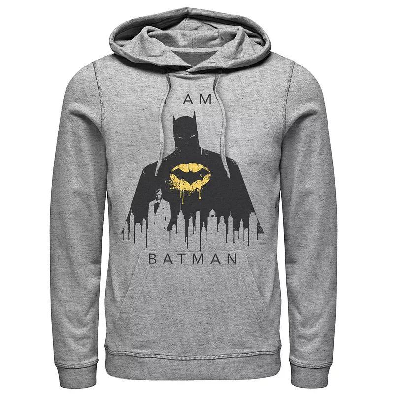 Mens DC Comics I Am Batman Skyline Poster Hoodie Athletic Grey Product Image