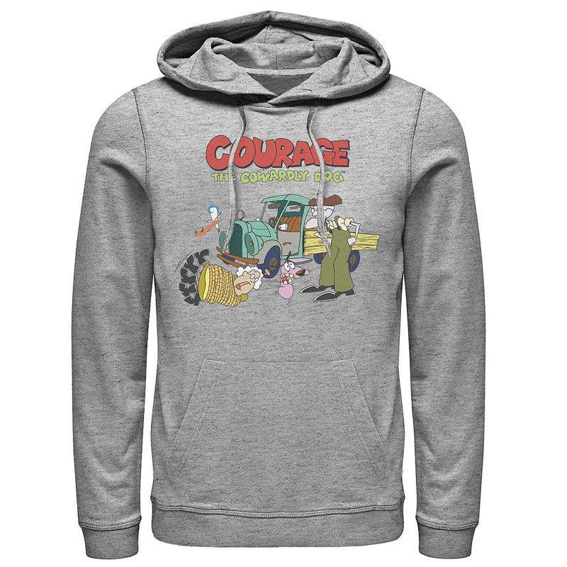 Mens Courage The Cowardly Dog Scene Logo Hoodie Athletic Grey Product Image