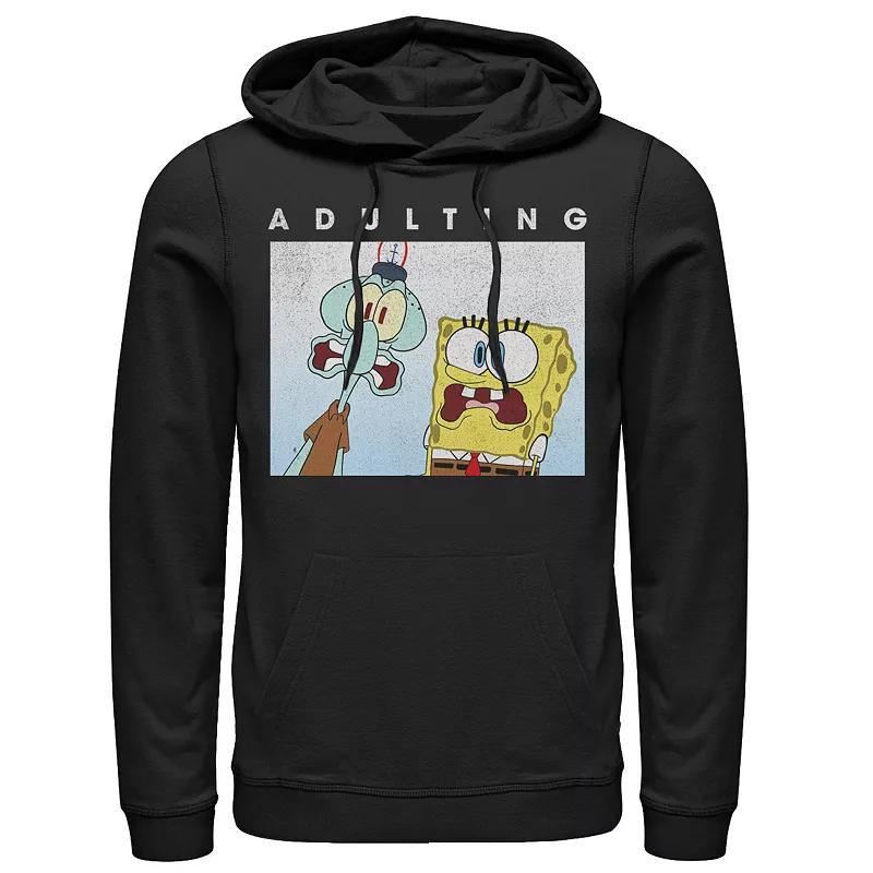 Mens SpongeBob SquarePants & Squidward Scared Of Adulting Hoodie Product Image