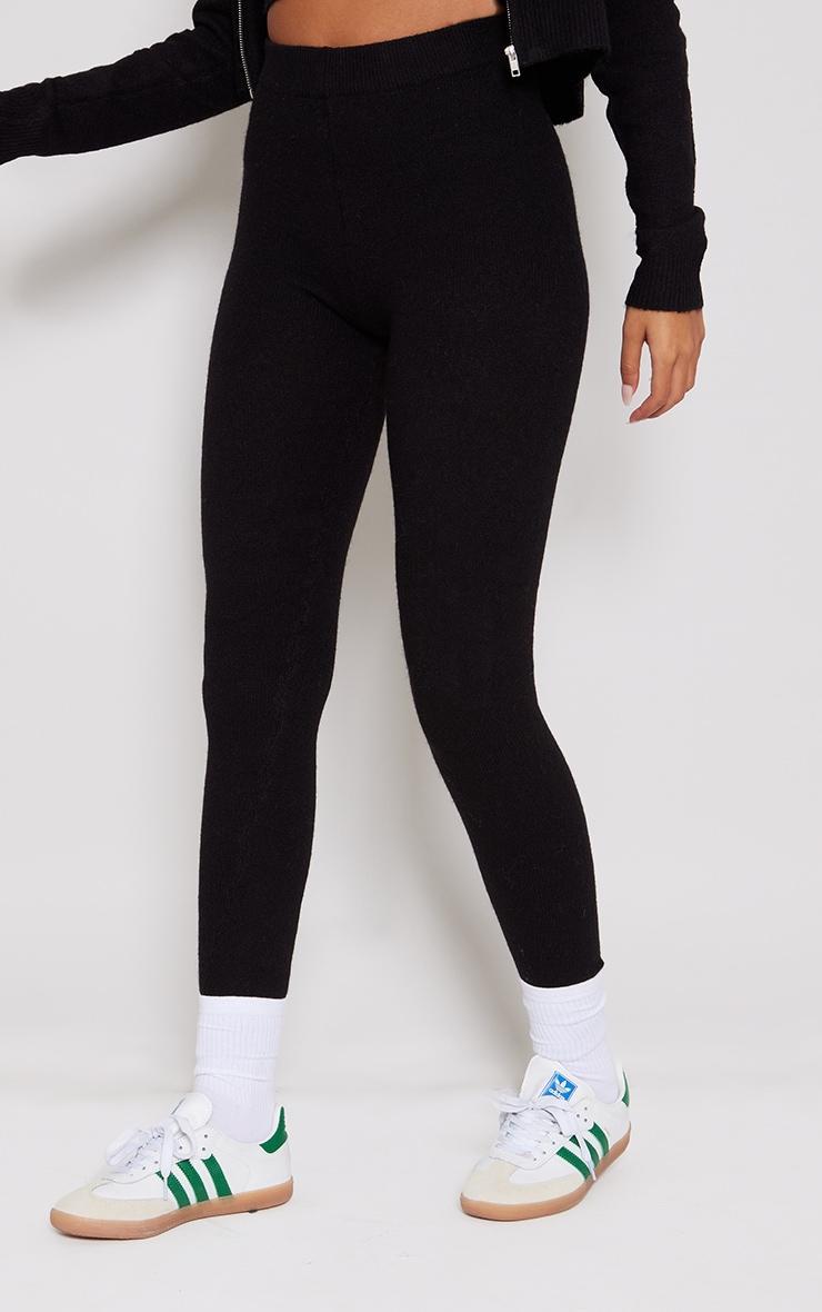 Tall Black Marl Knit Leggings Product Image