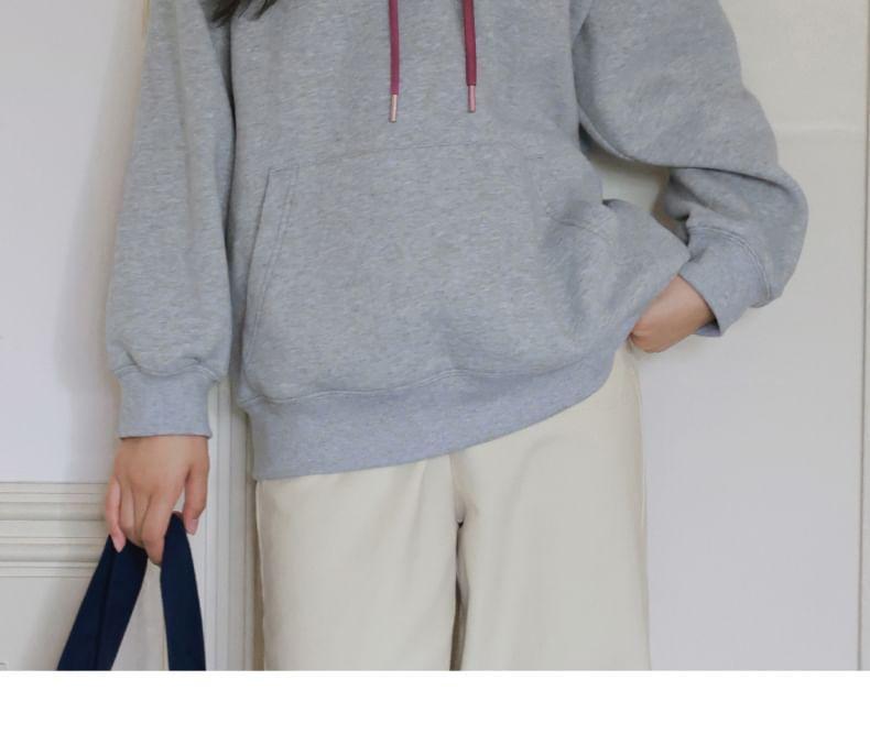 Two Tone Applique Drawstring Hoodie Product Image