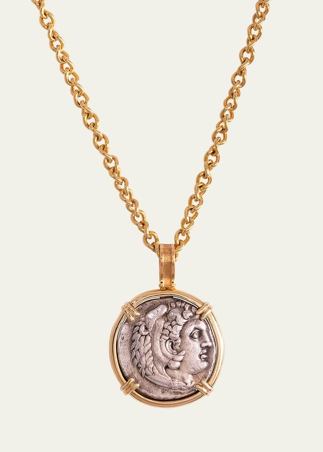 Mens 18K Yellow Gold Alexander The Great Coin Pendant Product Image