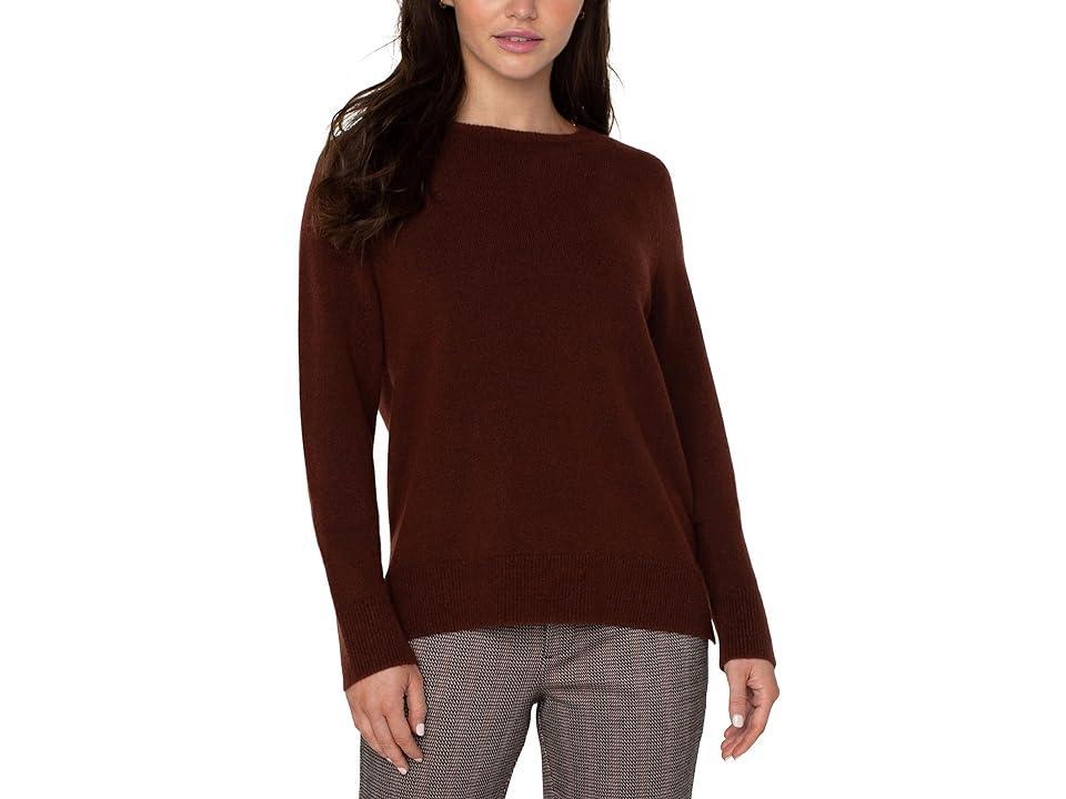 Liverpool Los Angeles Long Sleeve Raglan Sweater w/ Side Slit (Brunette Heather) Women's Sweater Product Image