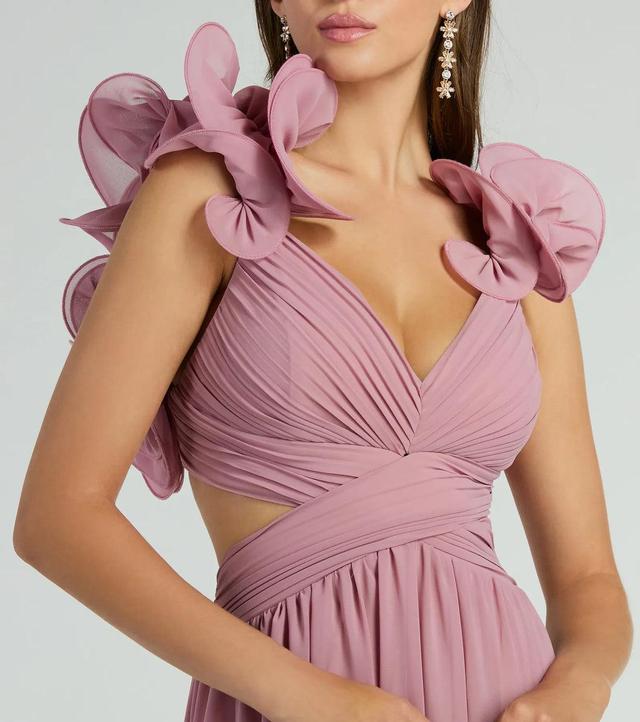 Anne Marie Lace-Up Ruffle A-Line Chiffon Formal Dress Product Image