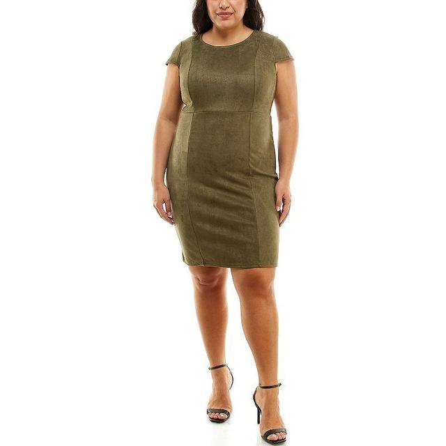 Womens Nina Leonard Jewelneck Cap Sleeve Dress Dark Green Product Image