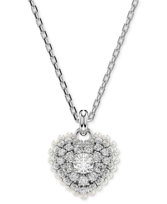 Swarovski Crystal Heart Shaped Pearl Hyperbola Pendant Necklace Product Image