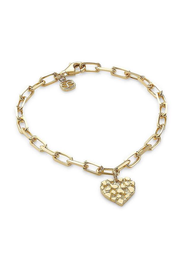 Womens 14K Yellow Gold Heart Charm Bracelet Product Image