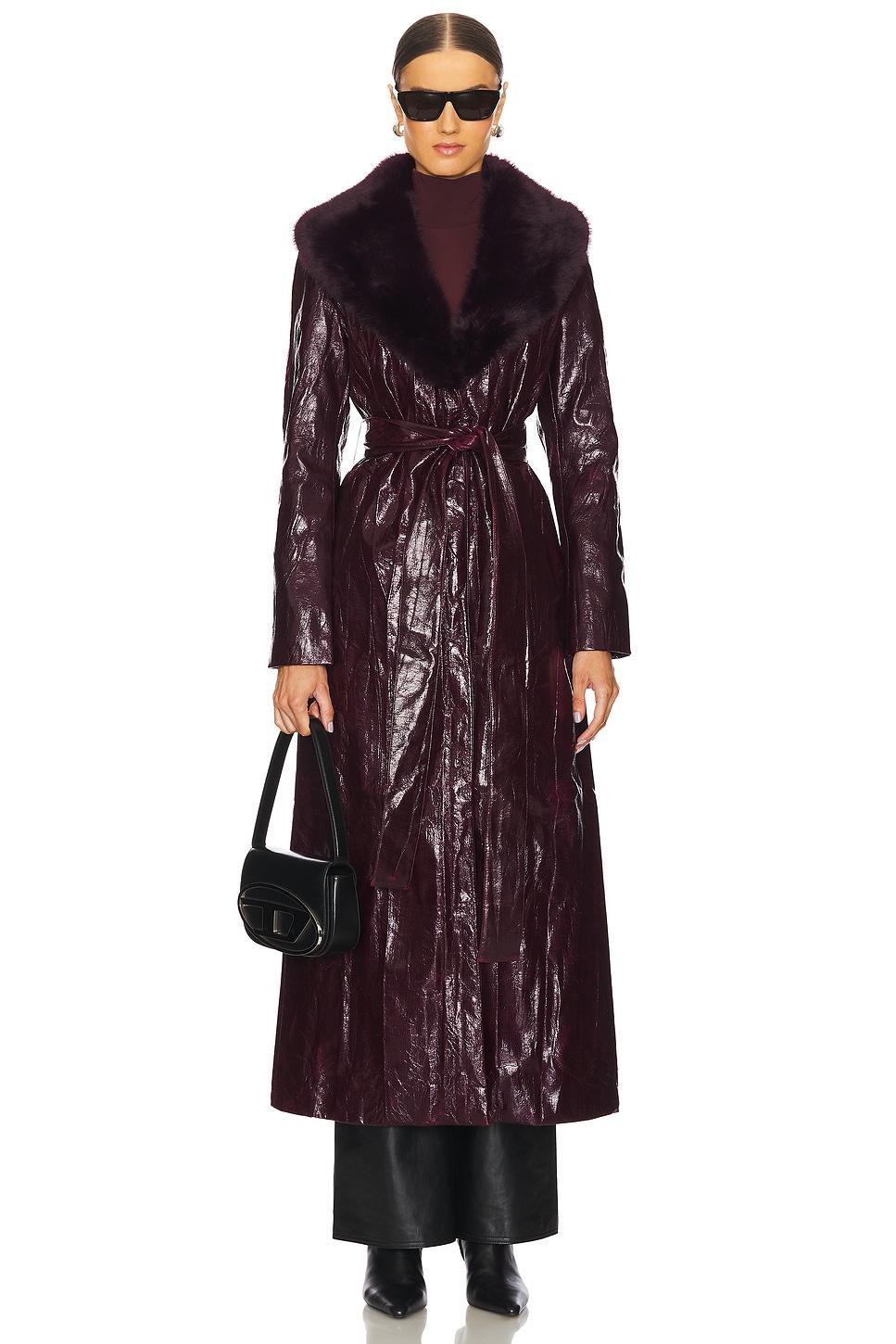 Bordeaux Faux Fur Collar Coat Kim Shui Product Image