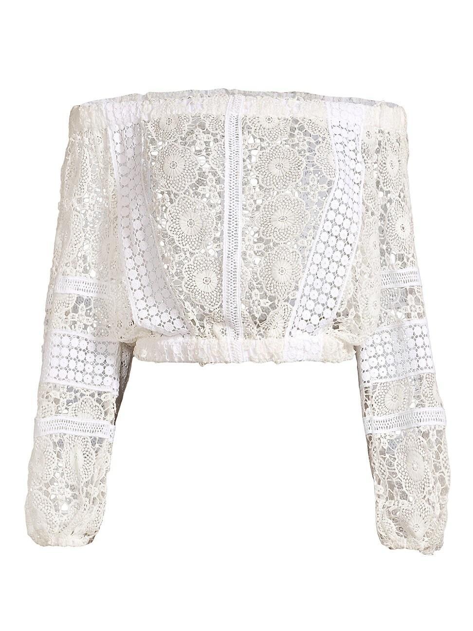 Womens Aiyana Guipure Lace Crop Top product image