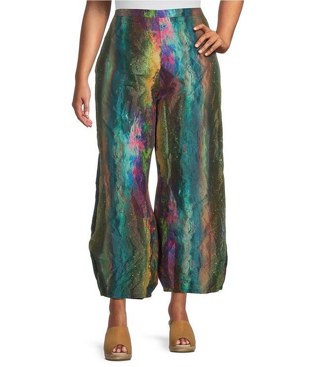 Bryn Walker Plus Size Medina Taffeta Nebulosa Abstract Print Oversized Lantern Ankle Pull-On Coordinating Pants Product Image