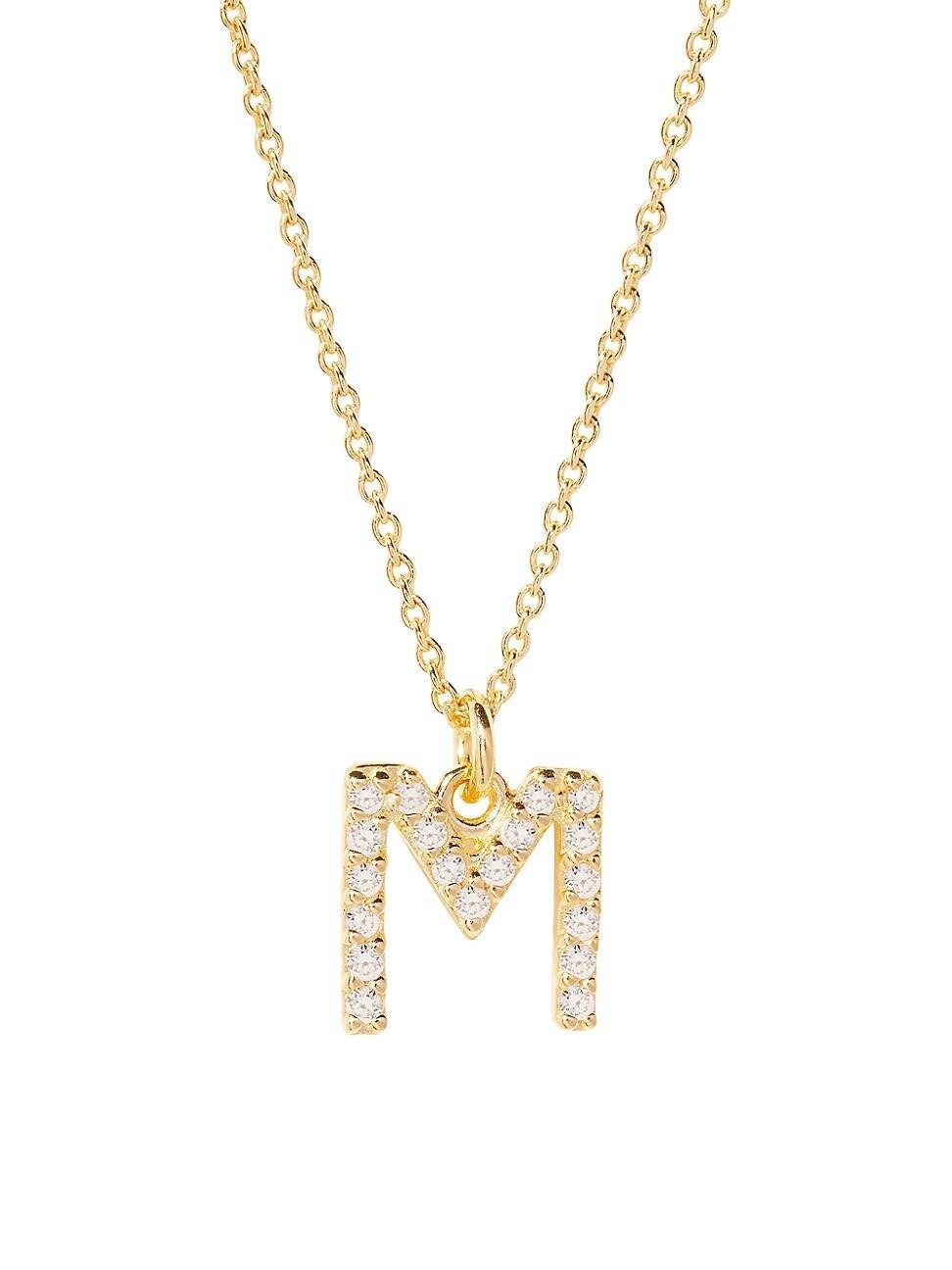 Womens Blaire 14K-Yellow-Gold Vermeil & 0.3-0.11 TCW Diamond Initial Pendant Necklace Product Image