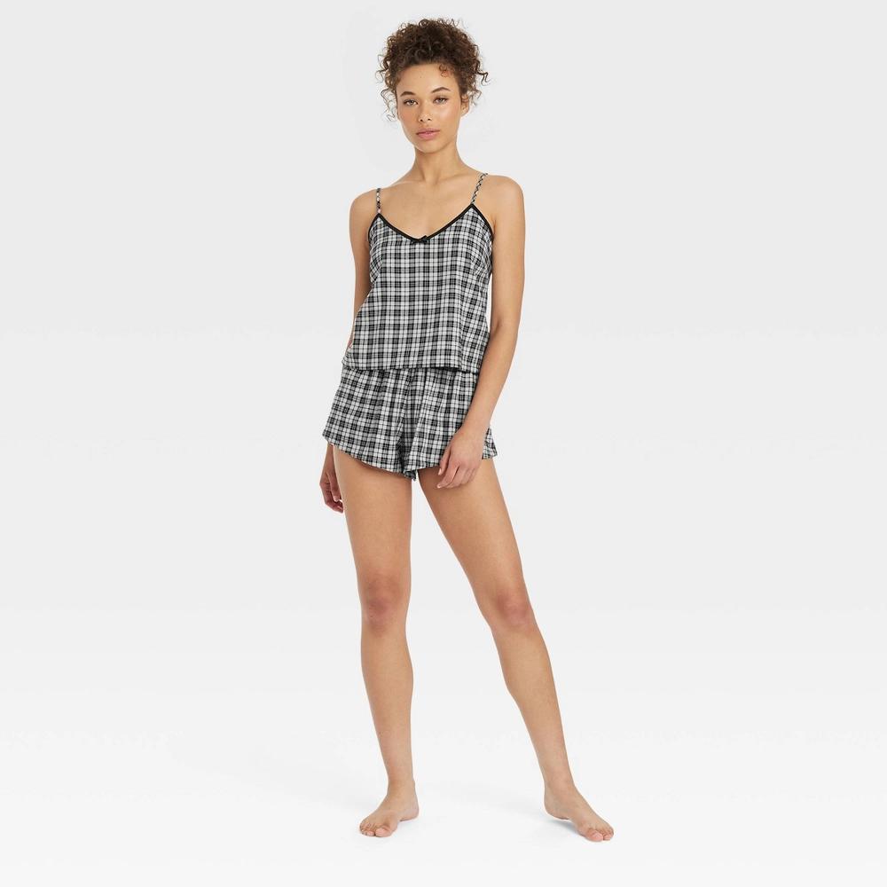 Women's Flannel Tank and Shorts Pajama Set - Colsie™ Gray L Product Image