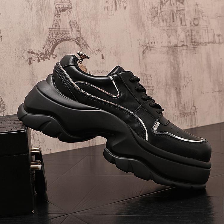 Platform Plain Lace-Up Sneakers Product Image