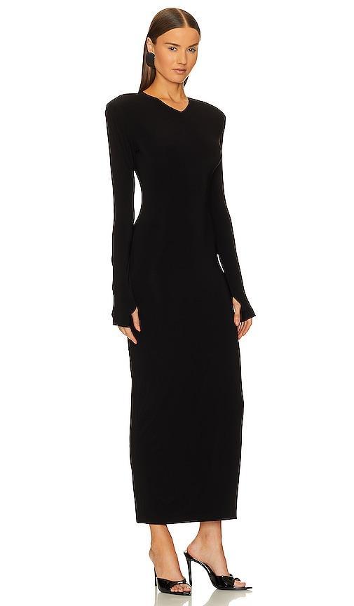 Norma Kamali Long Sleeve Shoulder Pad Side Slit Gown Size L, M, S, XL, XS. Product Image