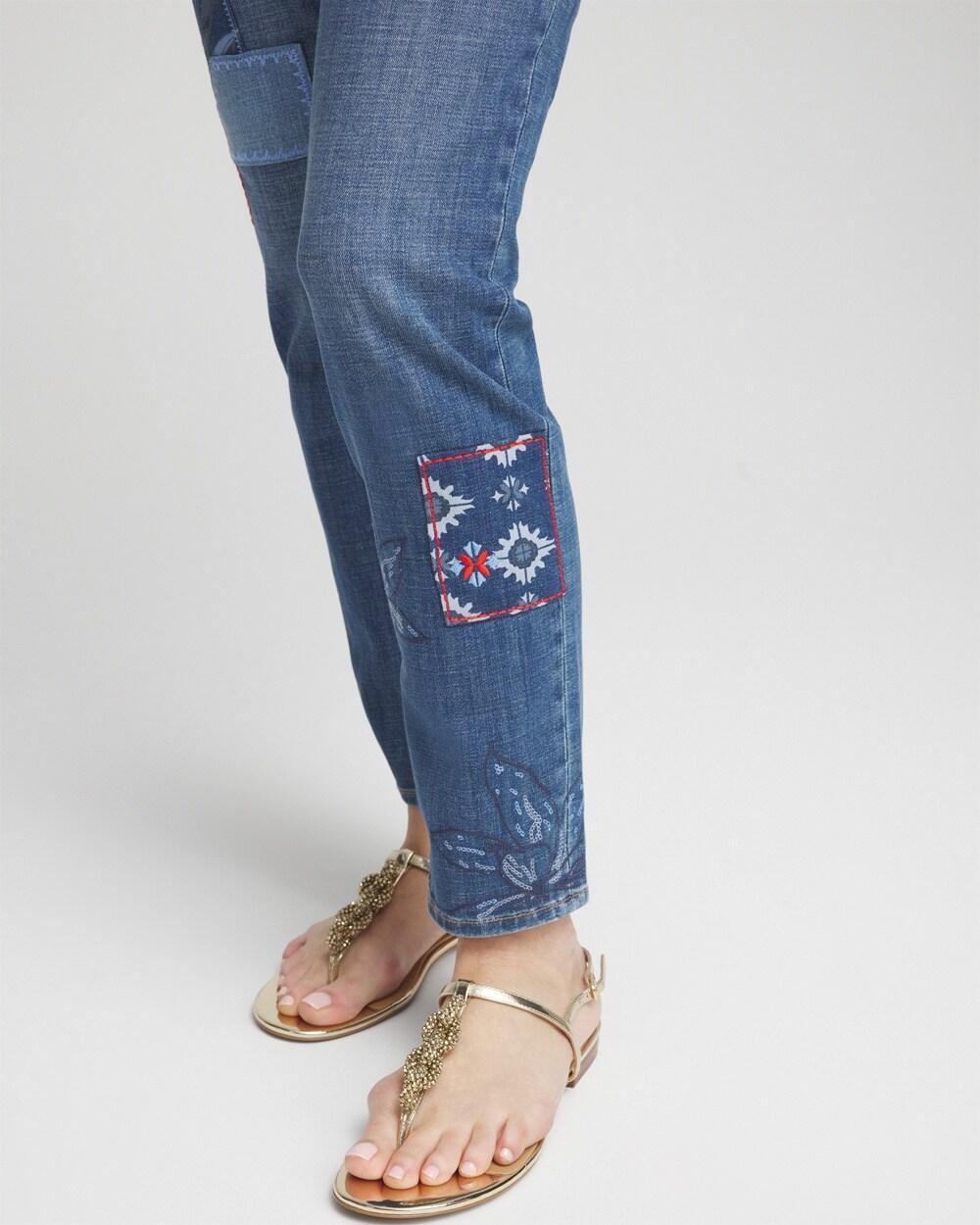 Girlfriend Patchwork Ankle Jeans Product Image