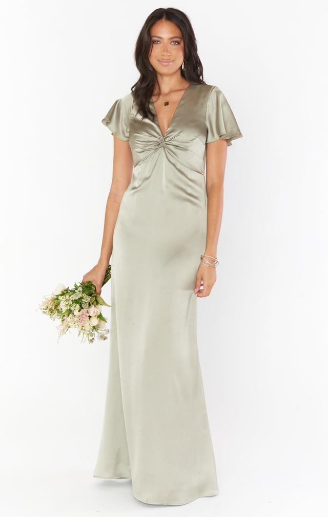 Rome Twist Gown ~ Moss Green Luxe Satin Product Image