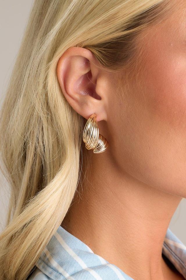 All And All Gold Textured Swirl Earrings Product Image