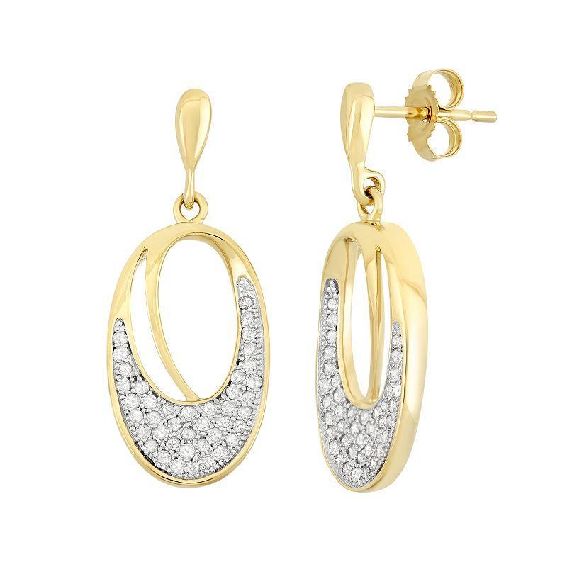 3/8 Carat T.W. Diamond 10k Gold Oval Drop Earrings, Womens, White Product Image