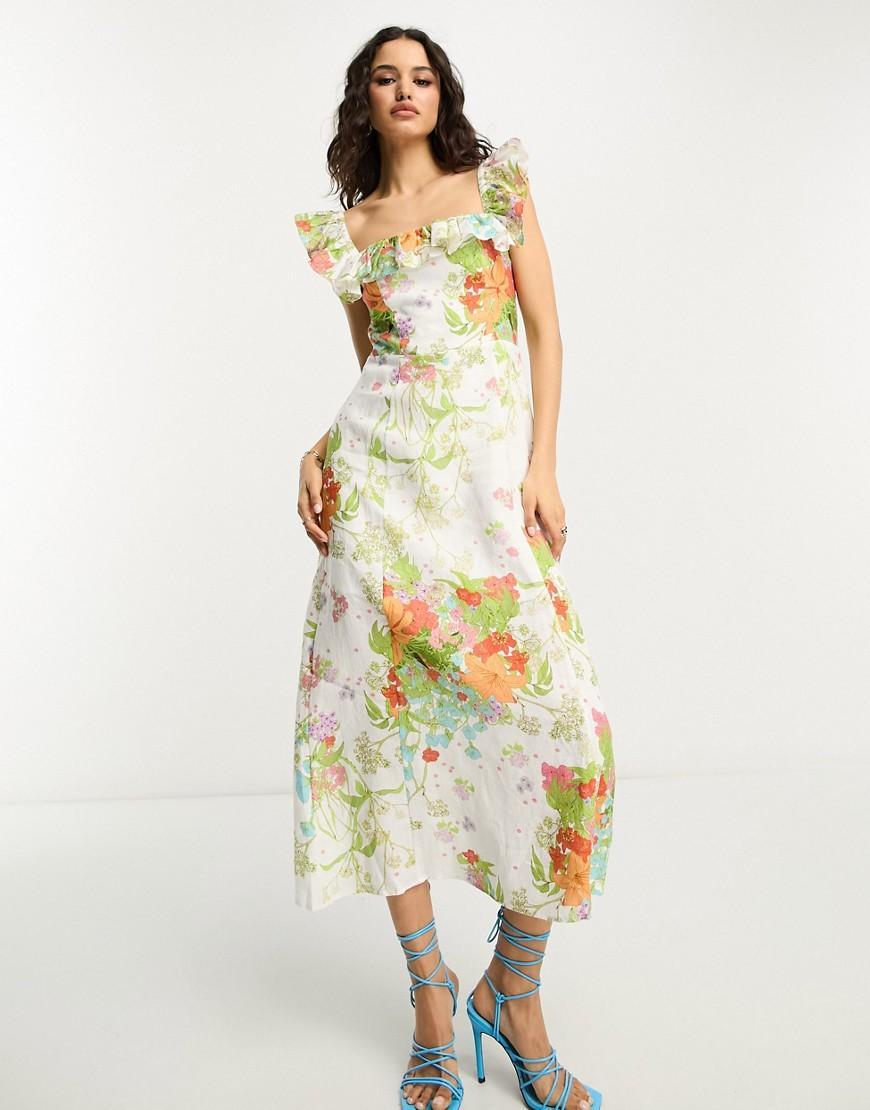 & Other Stories frill detail midaxi dress in multi floral print Product Image