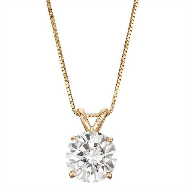 14k Gold 1 9/10 Carat T.W. Lab-Created Moissanite Solitaire Pendant Necklace, Womens, White Product Image