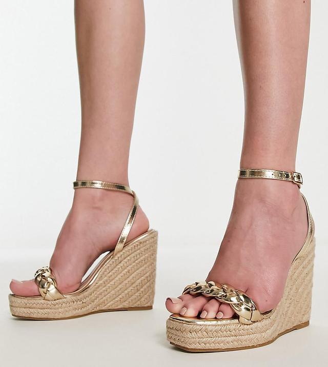 Glamorous Wide Fit espadrille wedge heeled sandals Product Image