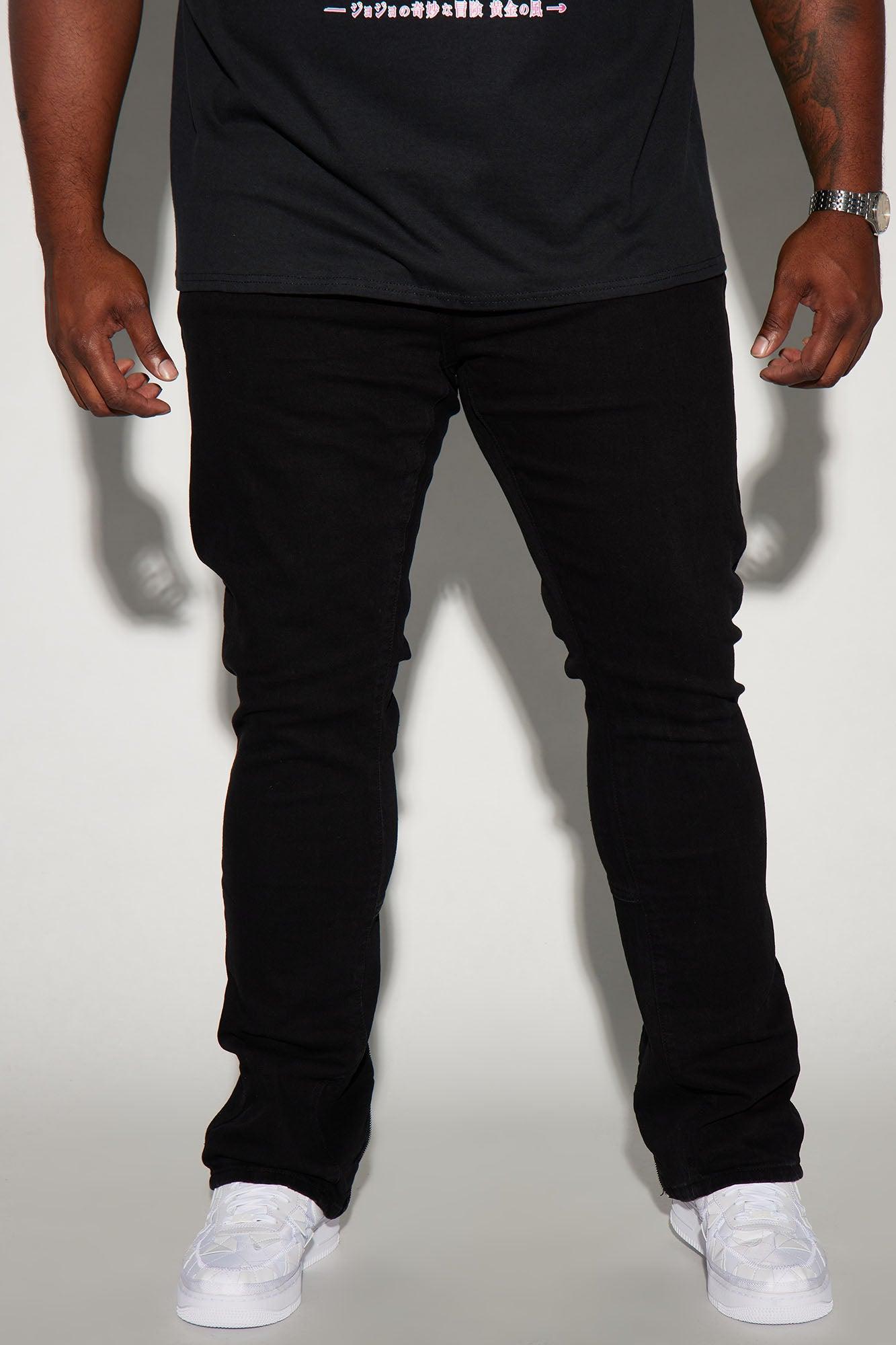 Drop Top Back Zip Stacked Skinny Jeans - Black Product Image