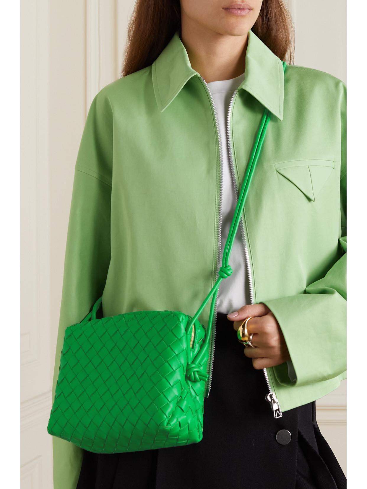 BOTTEGA VENETA Loop Small Intrecciato Leather Shoulder Bag In Green Product Image