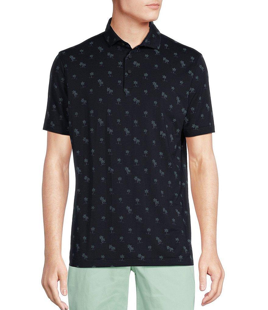 Cremieux Blue Label Palm Tree Print Lightweight Pique Jersey Short Sleeve Polo Shirt Product Image