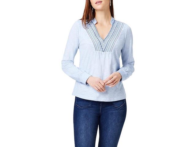 Womens Blueline Embroidered Cotton Peasant Top Product Image