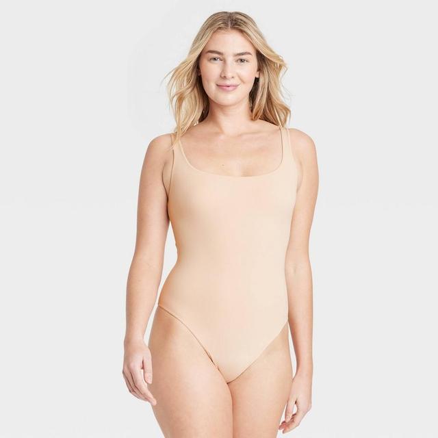 Womens 4-Way Stretch Tank Bodysuit - Auden Beige M Product Image