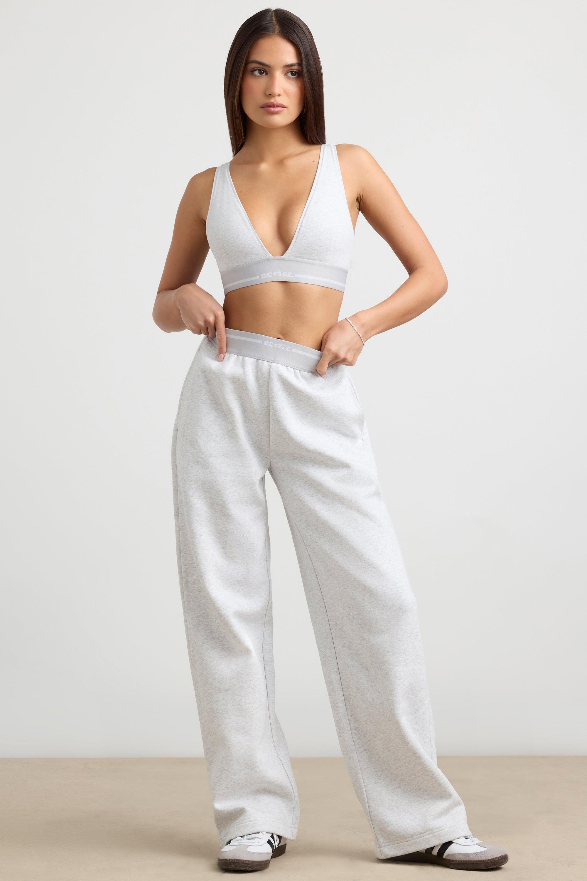 Petite High-Waist Straight-Leg Joggers in Grey Marl Product Image