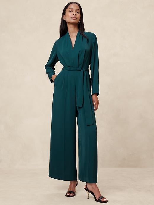 Crepe Deep V-Neck Jumpsuit Product Image