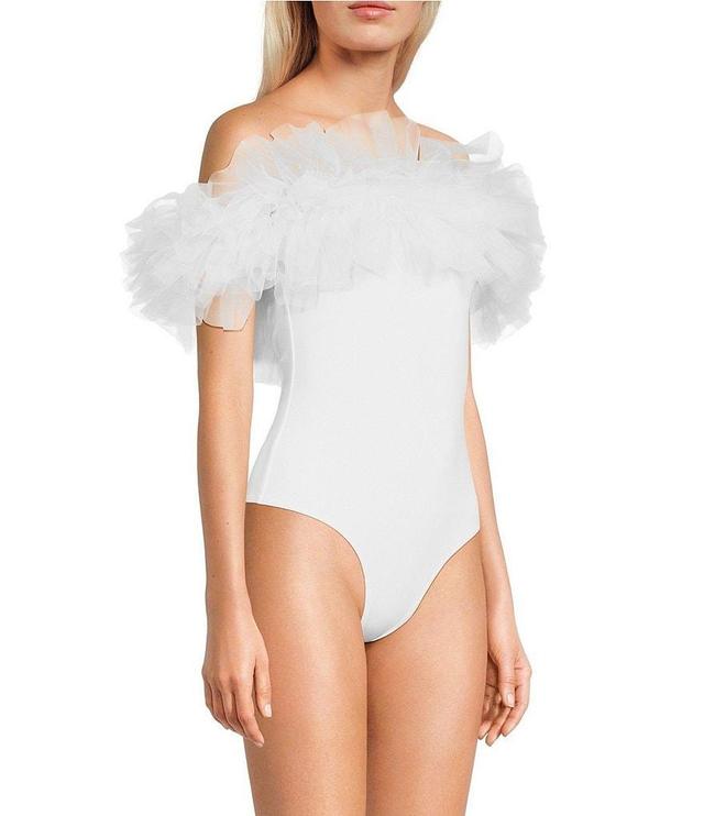 Evolutionary Off-The-Shoulder Tulle Bodysuit Top Product Image