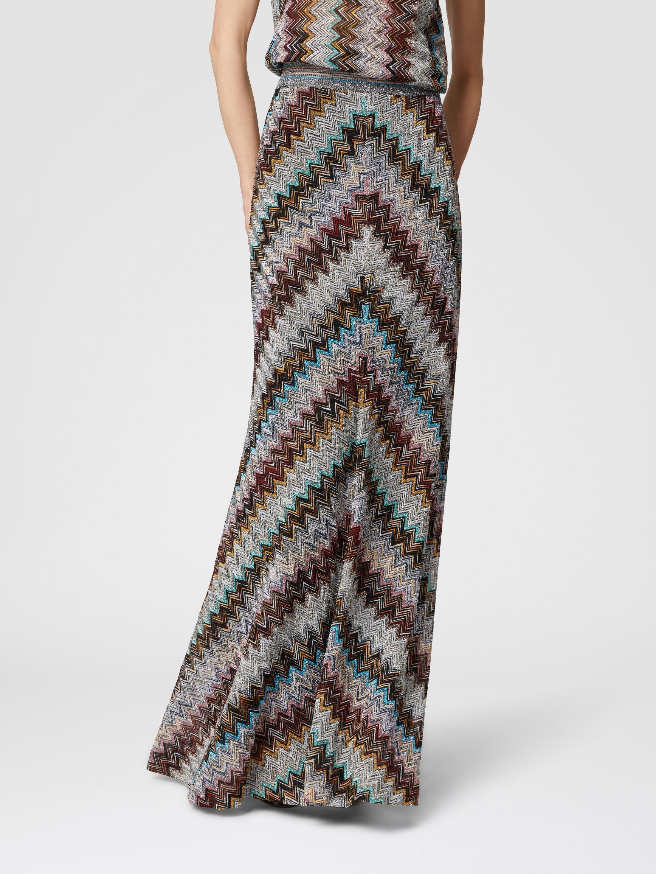 Long flared skirt with lamé slub zigzag motif Product Image