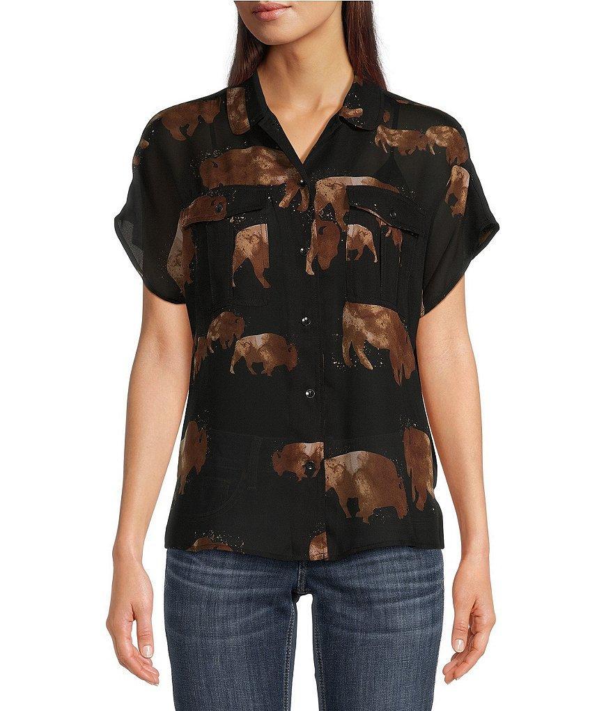 Ariat Badland Printed Collar Short Sleeve Button Front Top product image