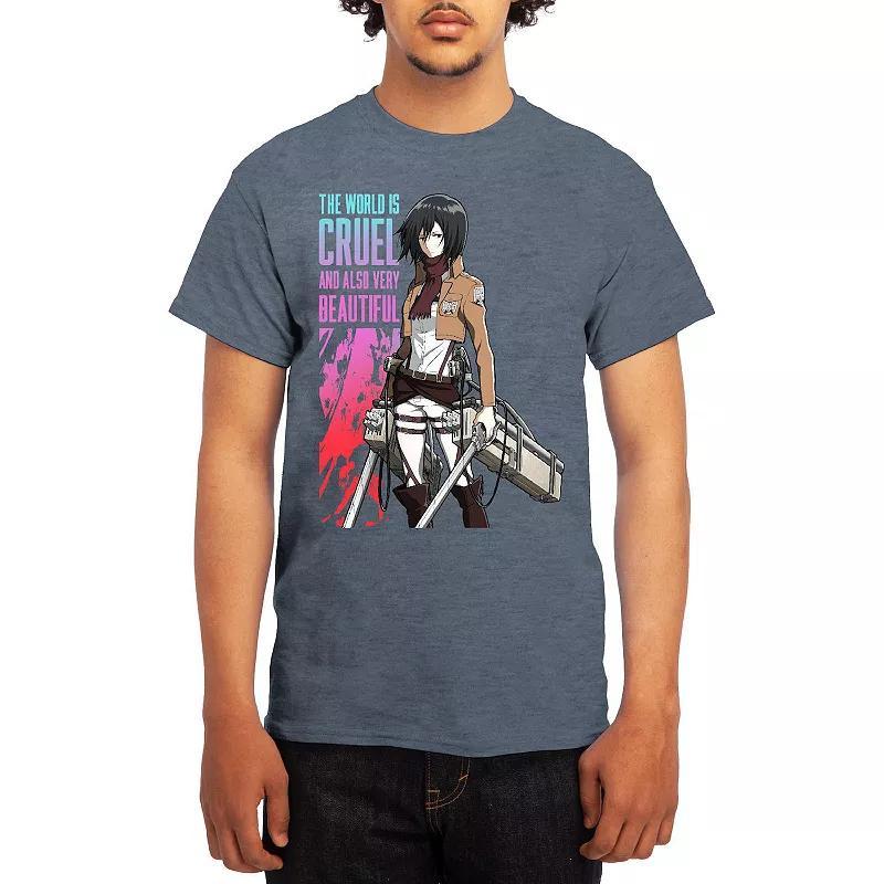 Mens Attack on Titan Tee Grey Lt Blue Product Image