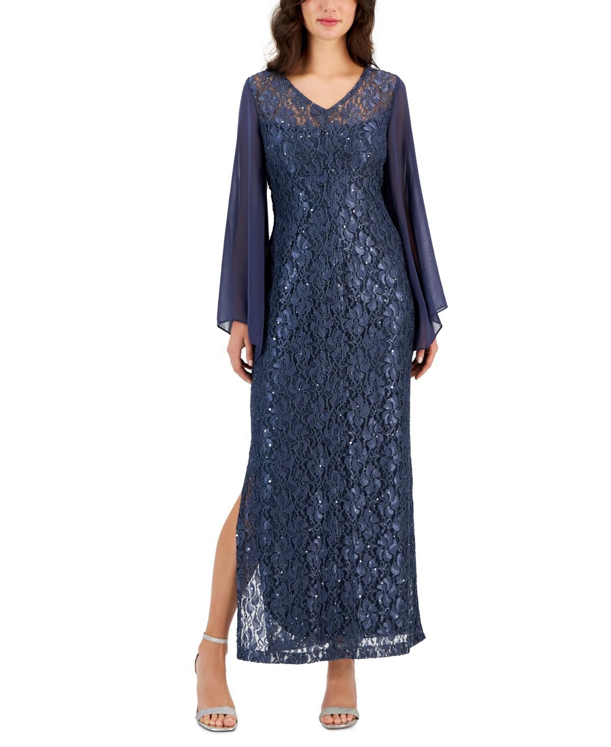 Connected Womens Sequined-Lace V-Neck Maxi Dress Product Image