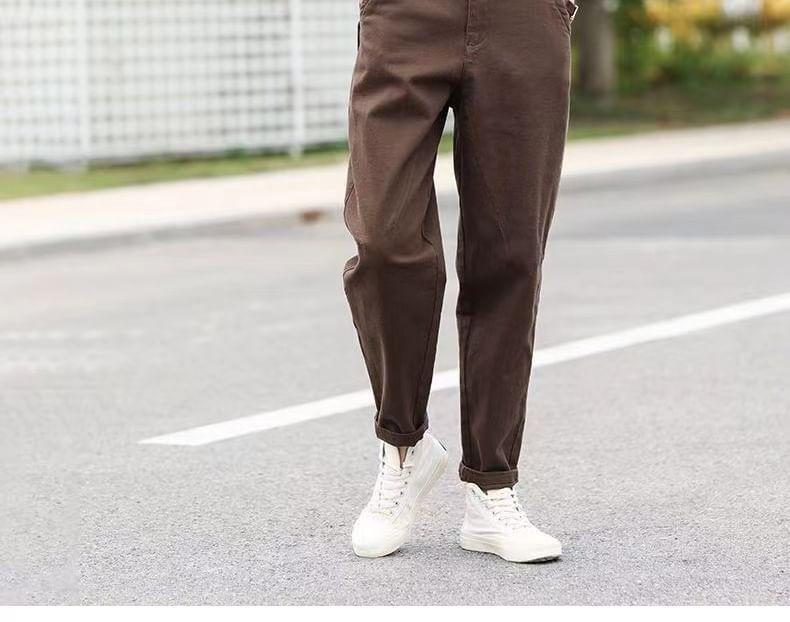 High Waist Plain Slim Fit Pants Product Image