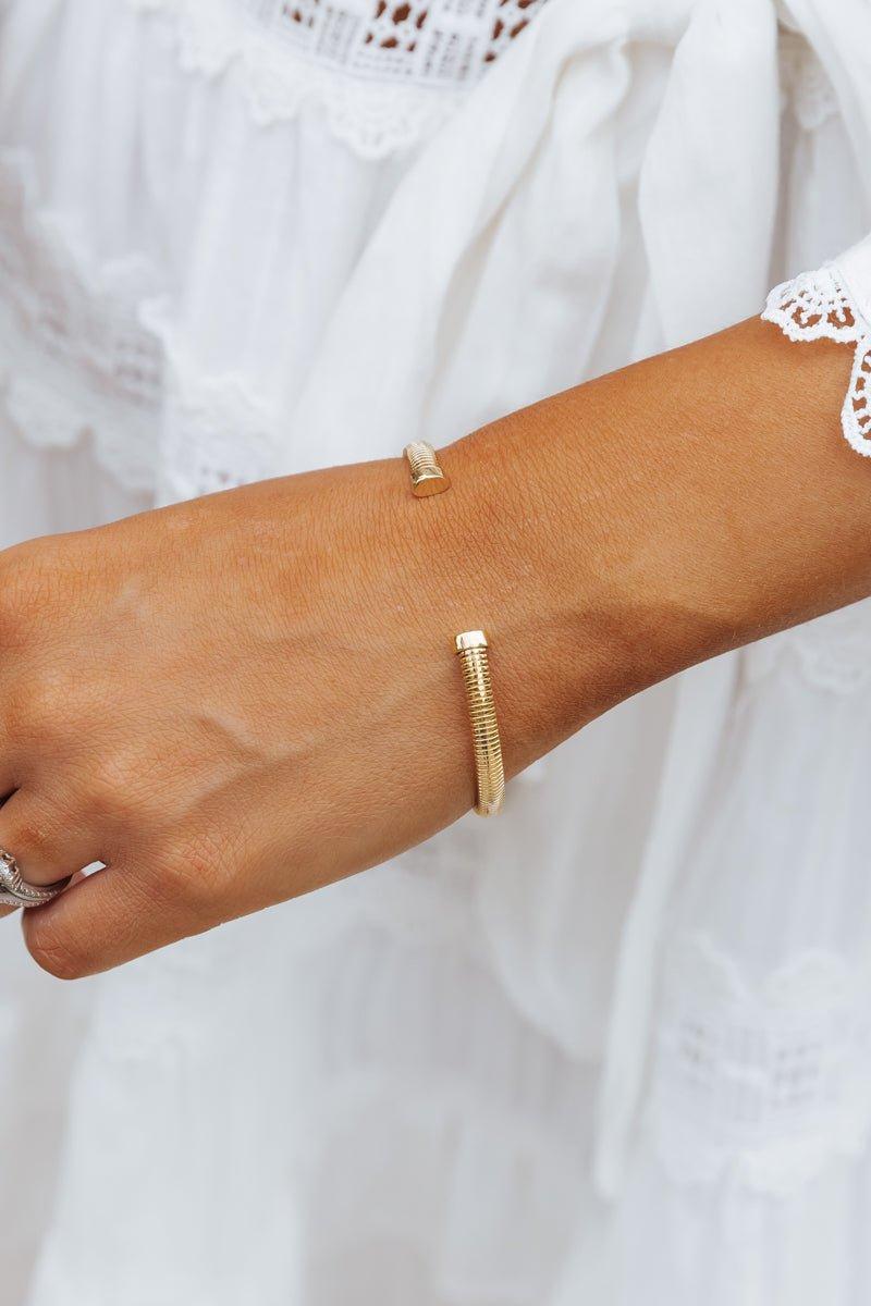 Gold Coiled Metallic Cuff Bracelet - FINAL SALE Product Image