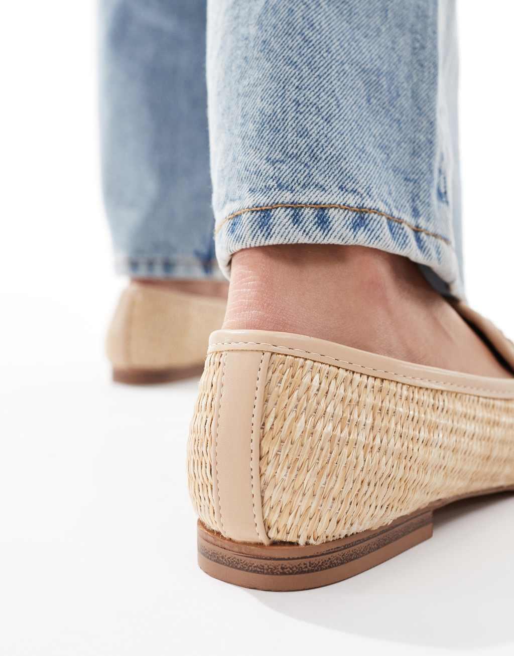 ASOS DESIGN Wide Fit Maddox raffia slim loafer in natural Product Image