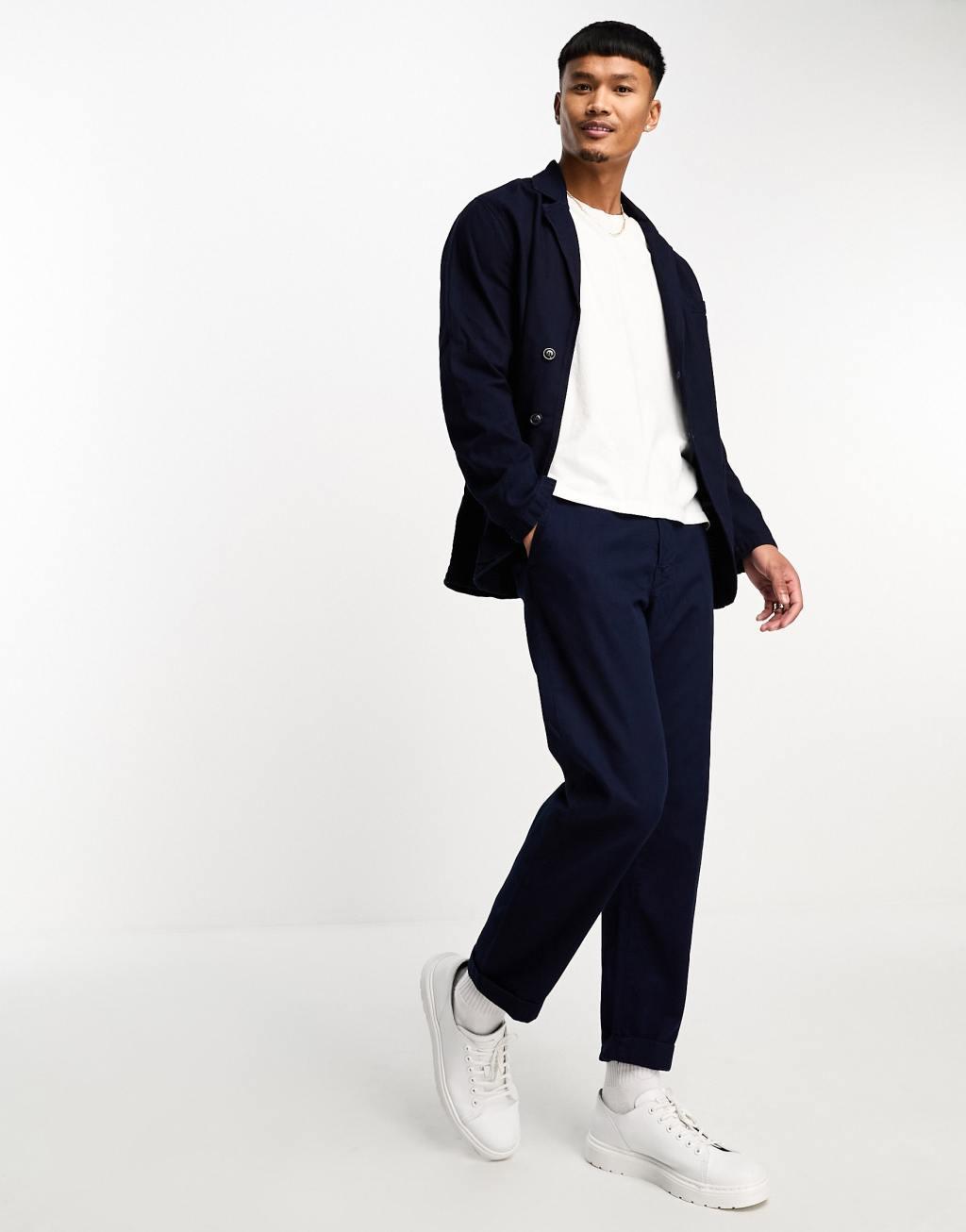 Selected Homme washed cotton wide leg suit pants Product Image