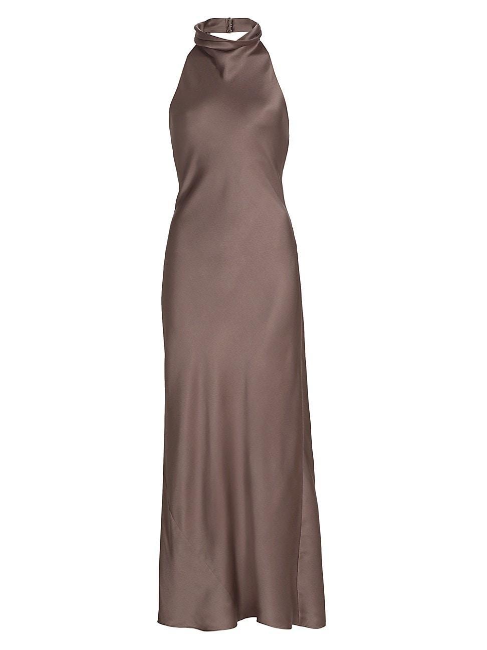 Womens Eliana Silk Halter Maxi Dress Product Image