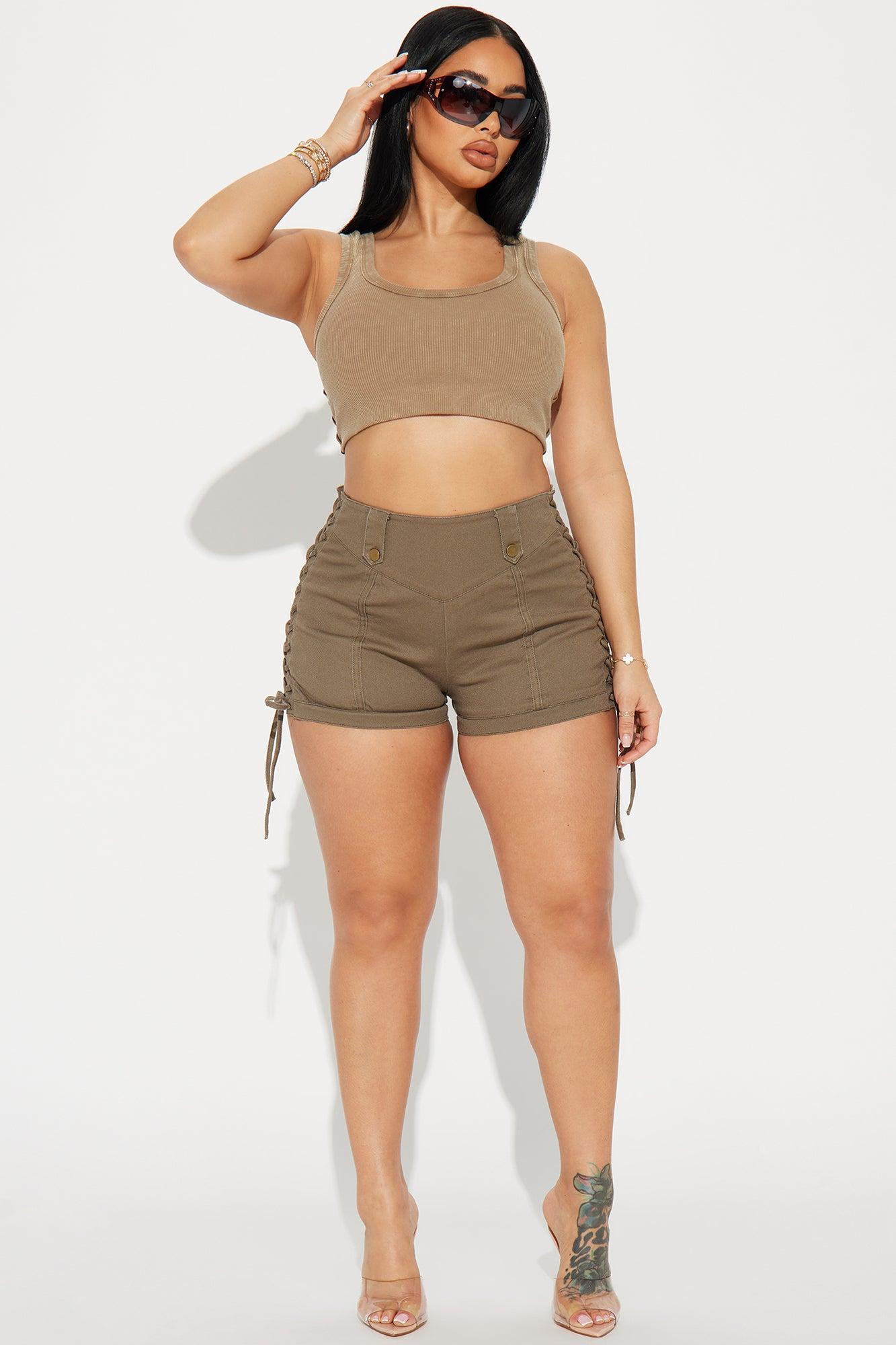 Kaylee Lace Up Short - Olive Product Image