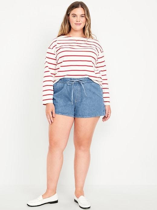 High-Waisted Baggy Jean Shorts -- 3-inch inseam Product Image