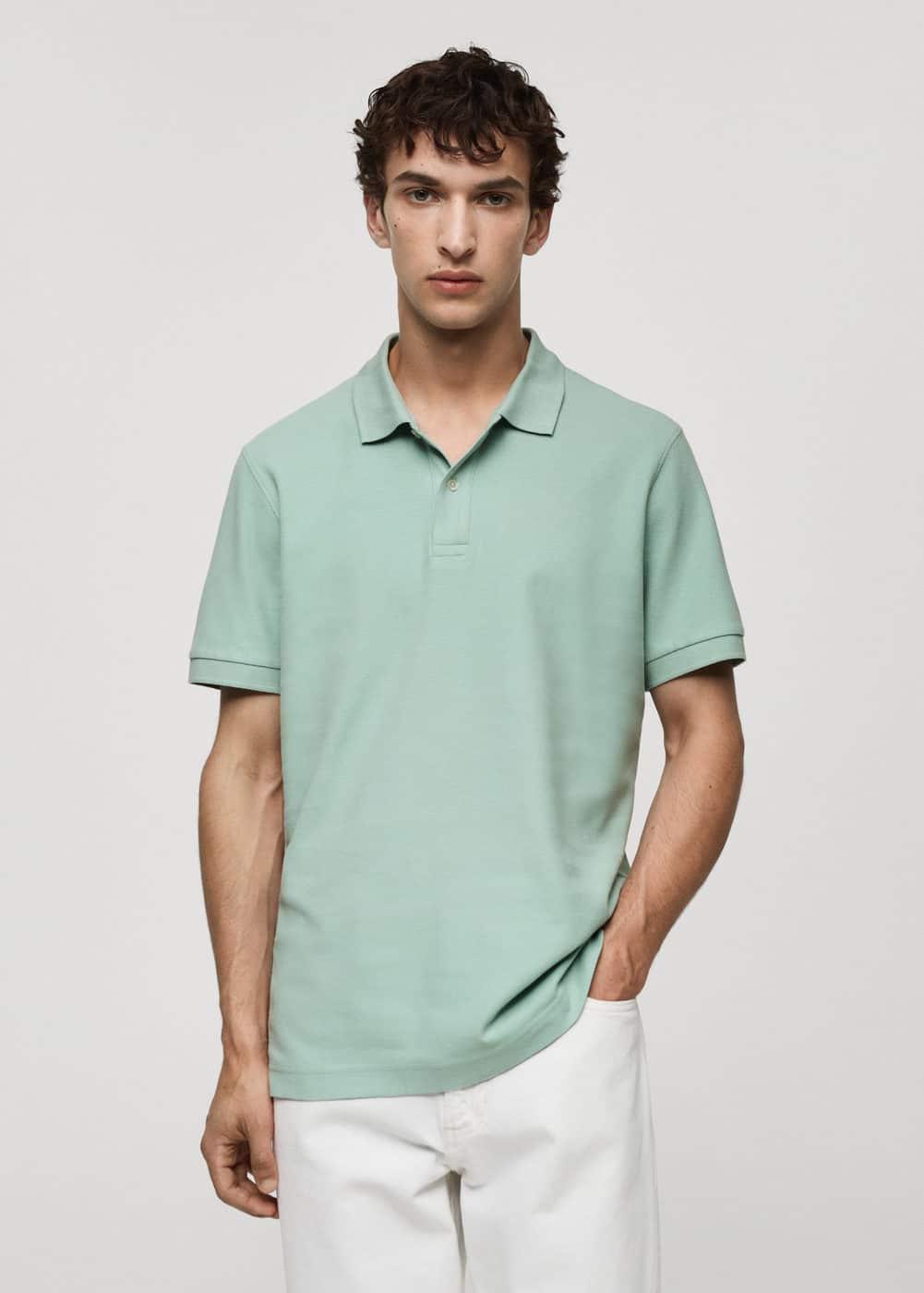 100% cotton pique polo shirt - Men | MANGO USA Product Image